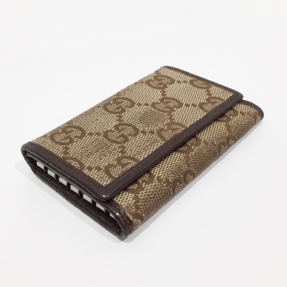 Gucci brown distressed monogram canvas and leather key wallet - Picture 2 of 12
